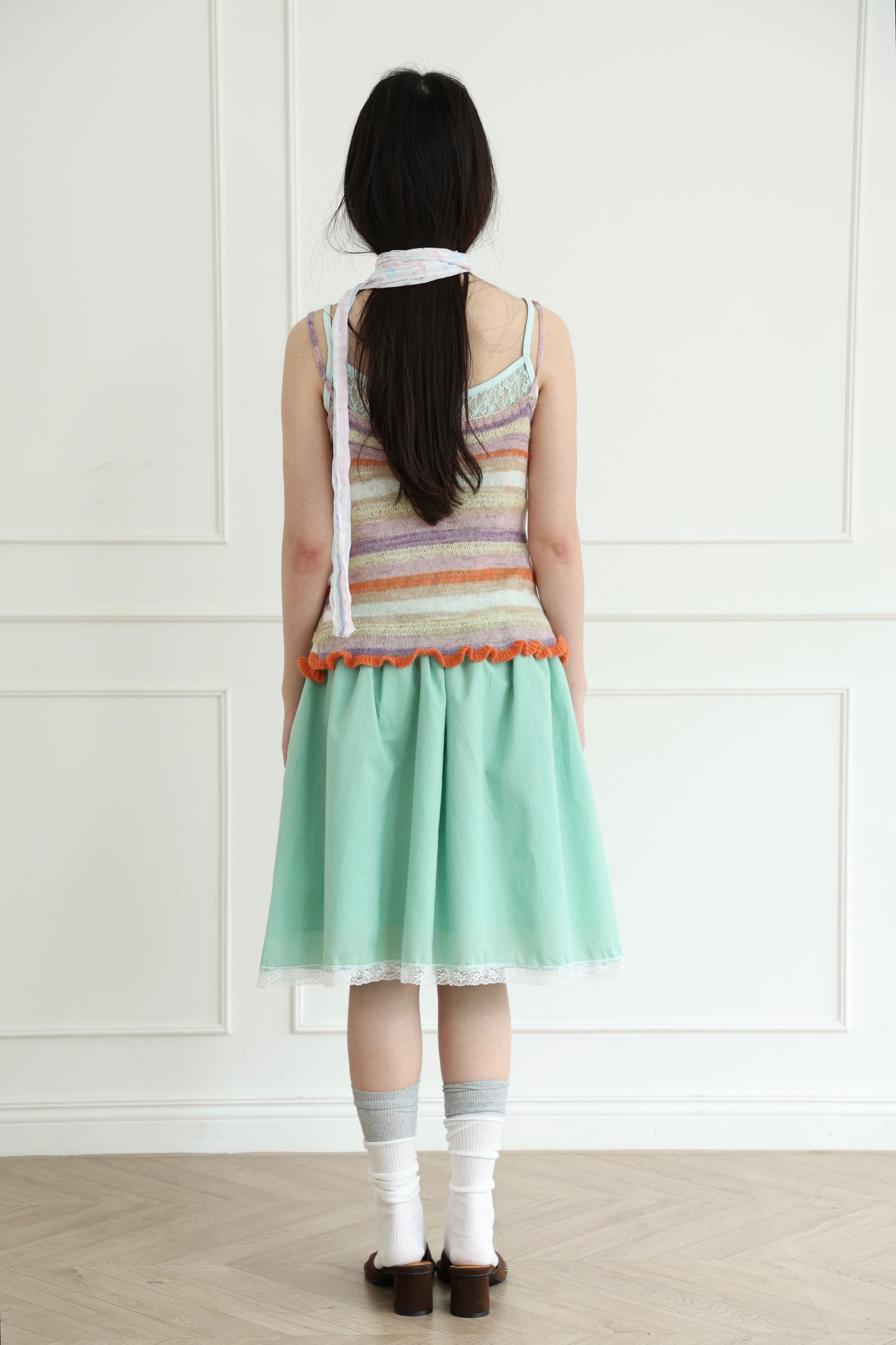 Knit striped spaghetti strap vest