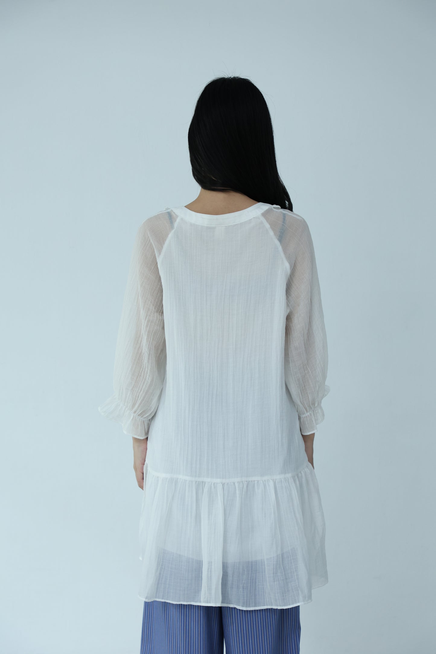Sheer lace button dress