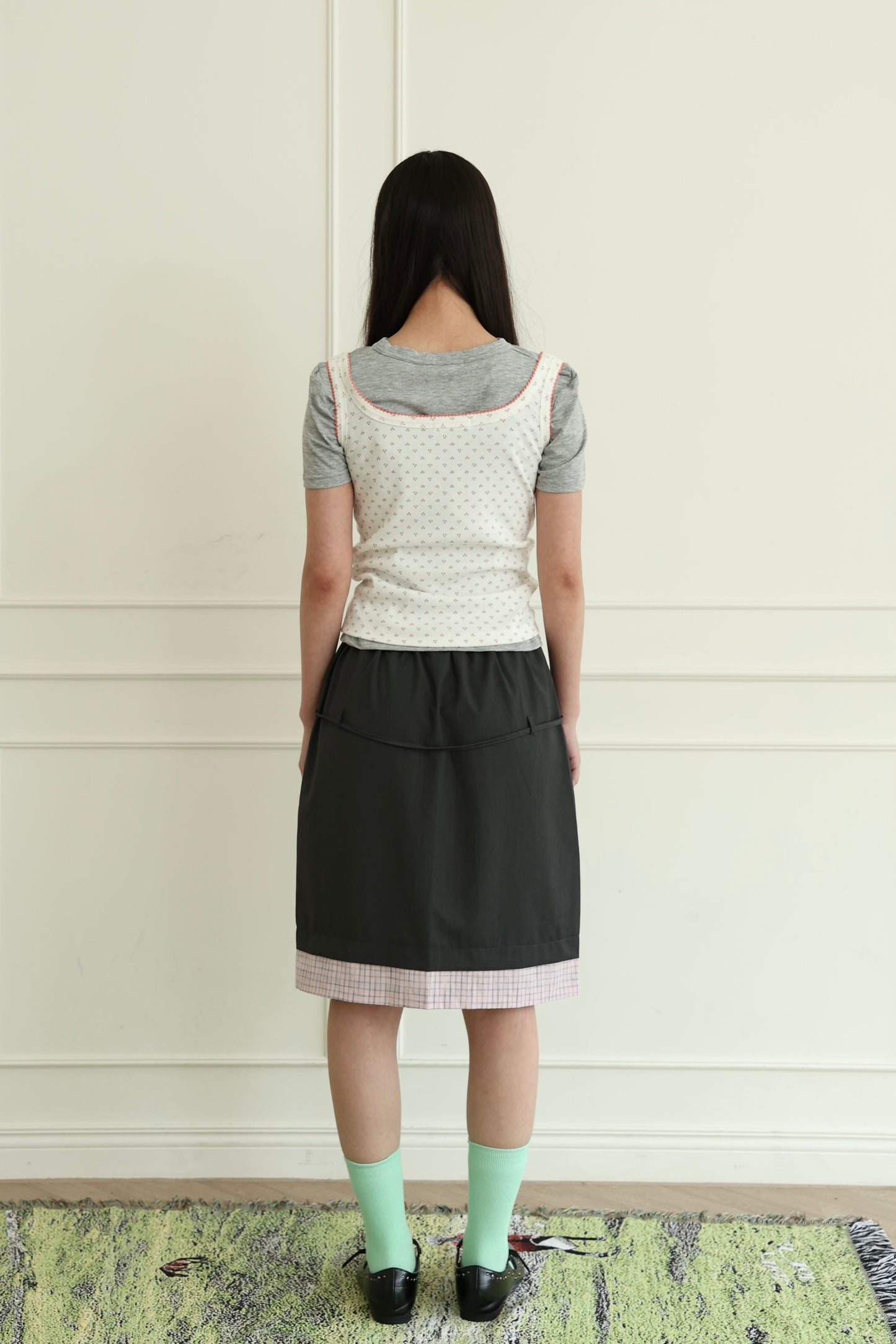 Suit-style plaid skirt