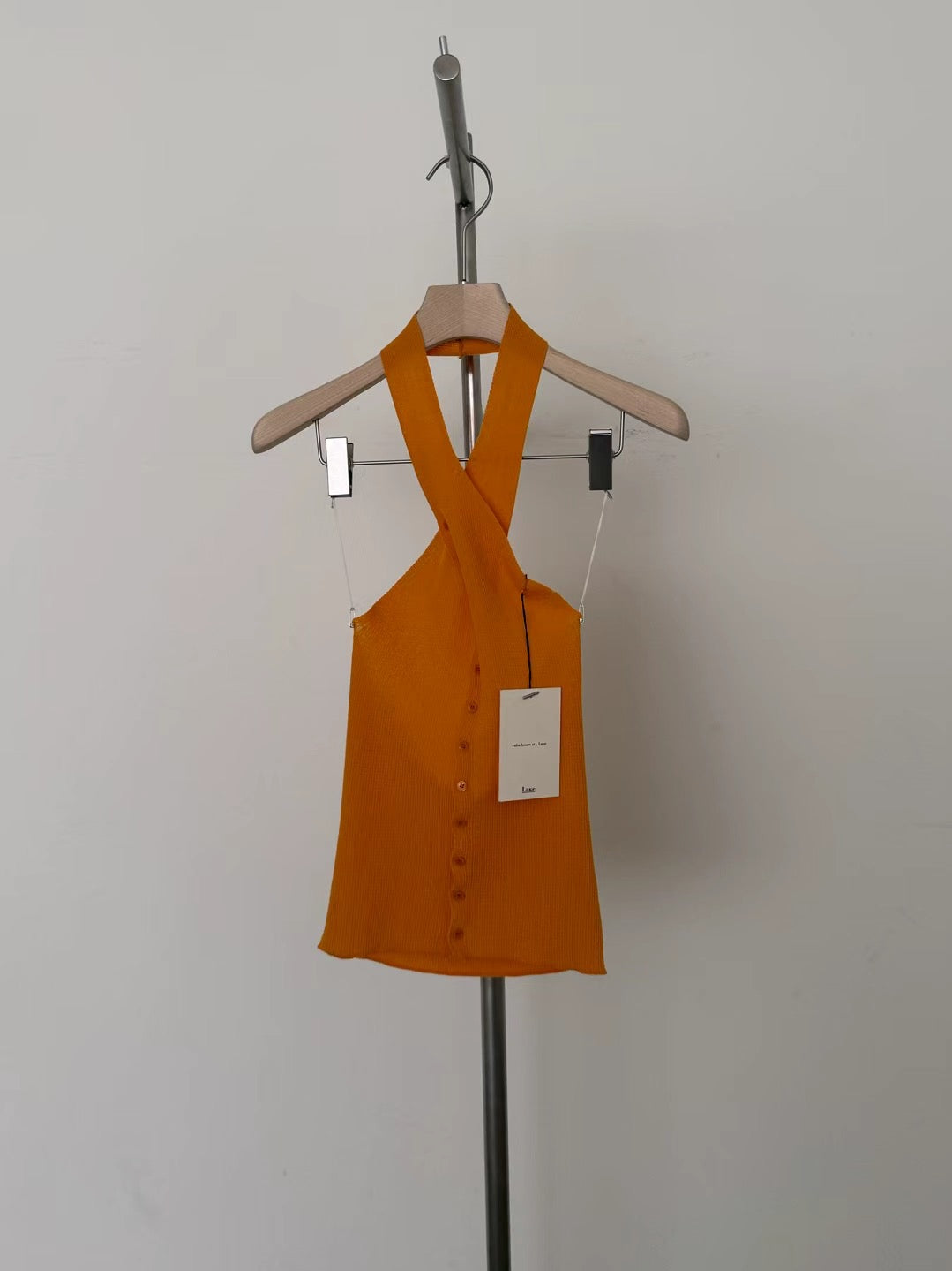 halter neck knitted button vest