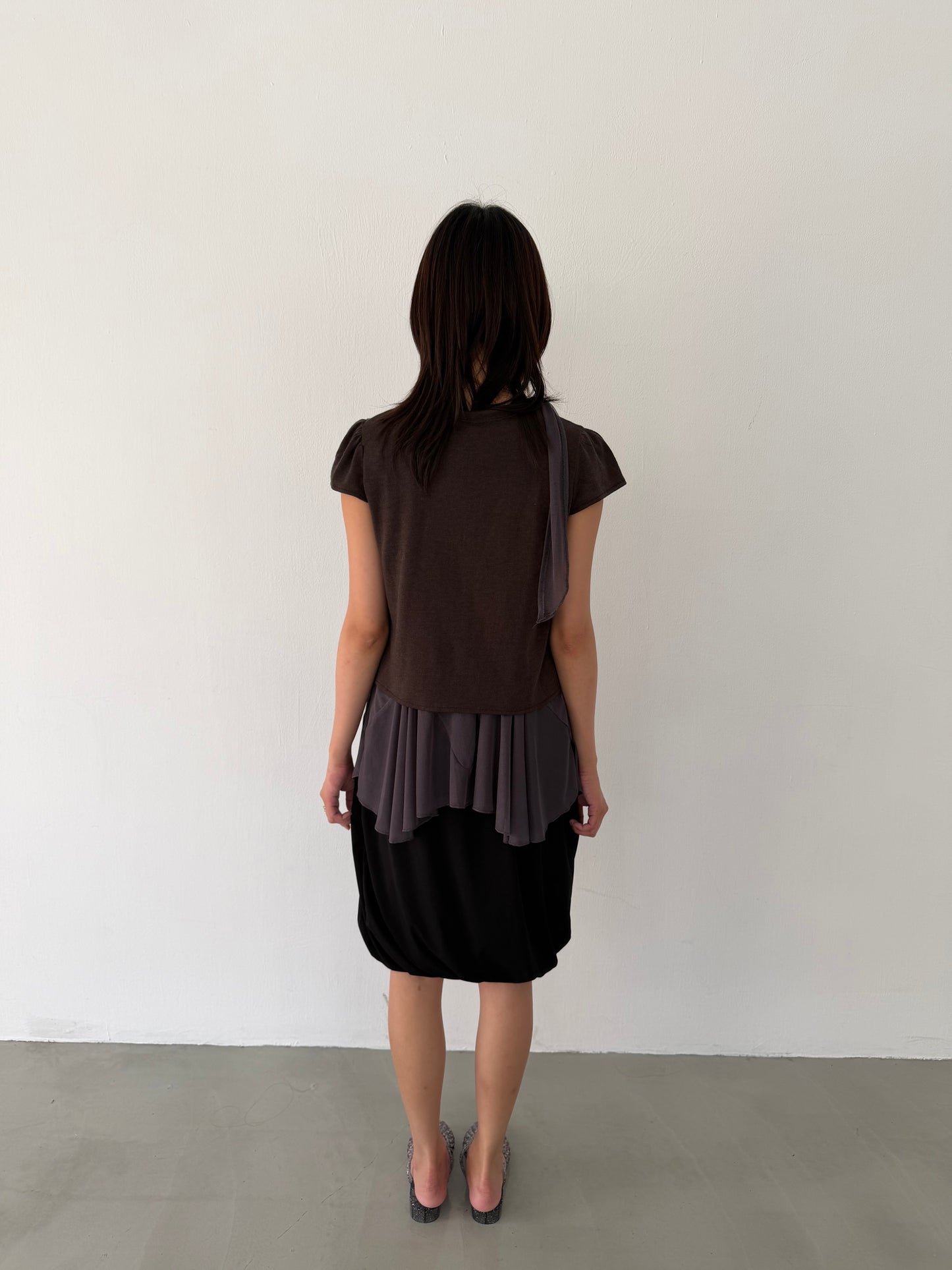 Glossy sheer halter neck dress