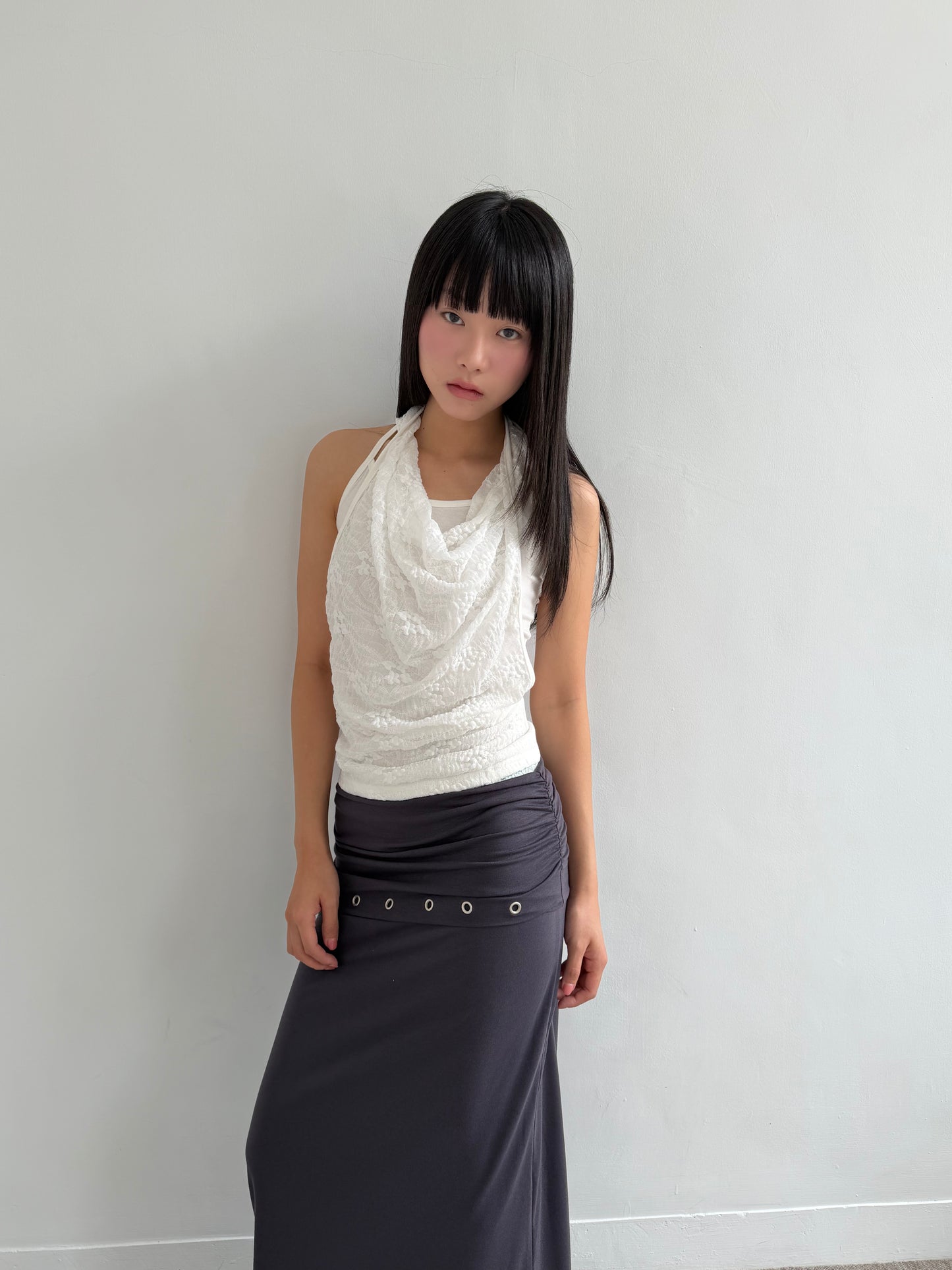 Lace Cowl Neck Tank Top