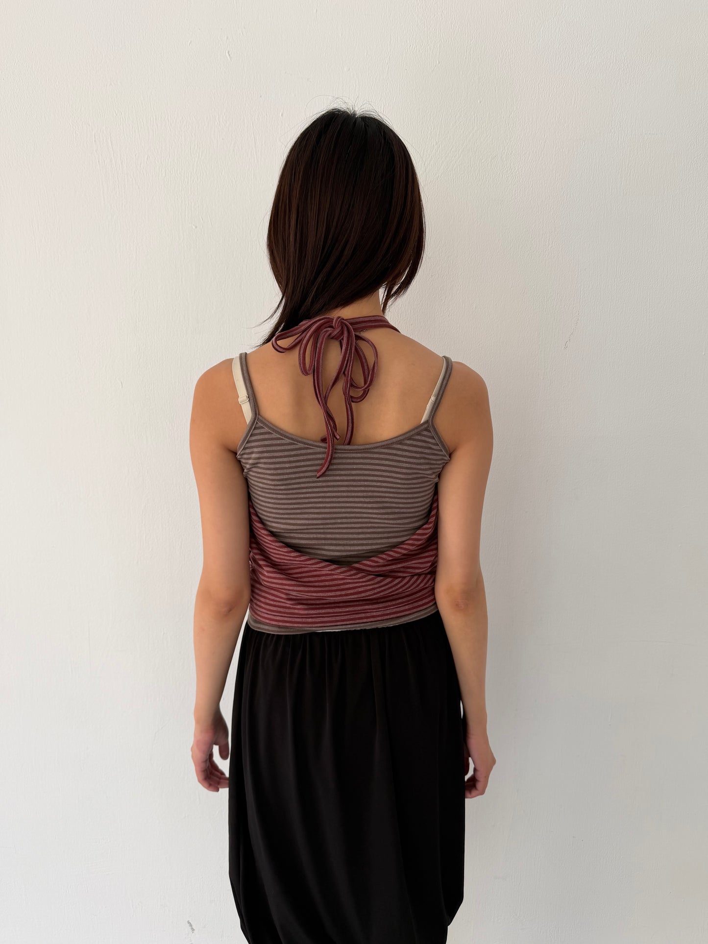 Two-piece striped beaded vest