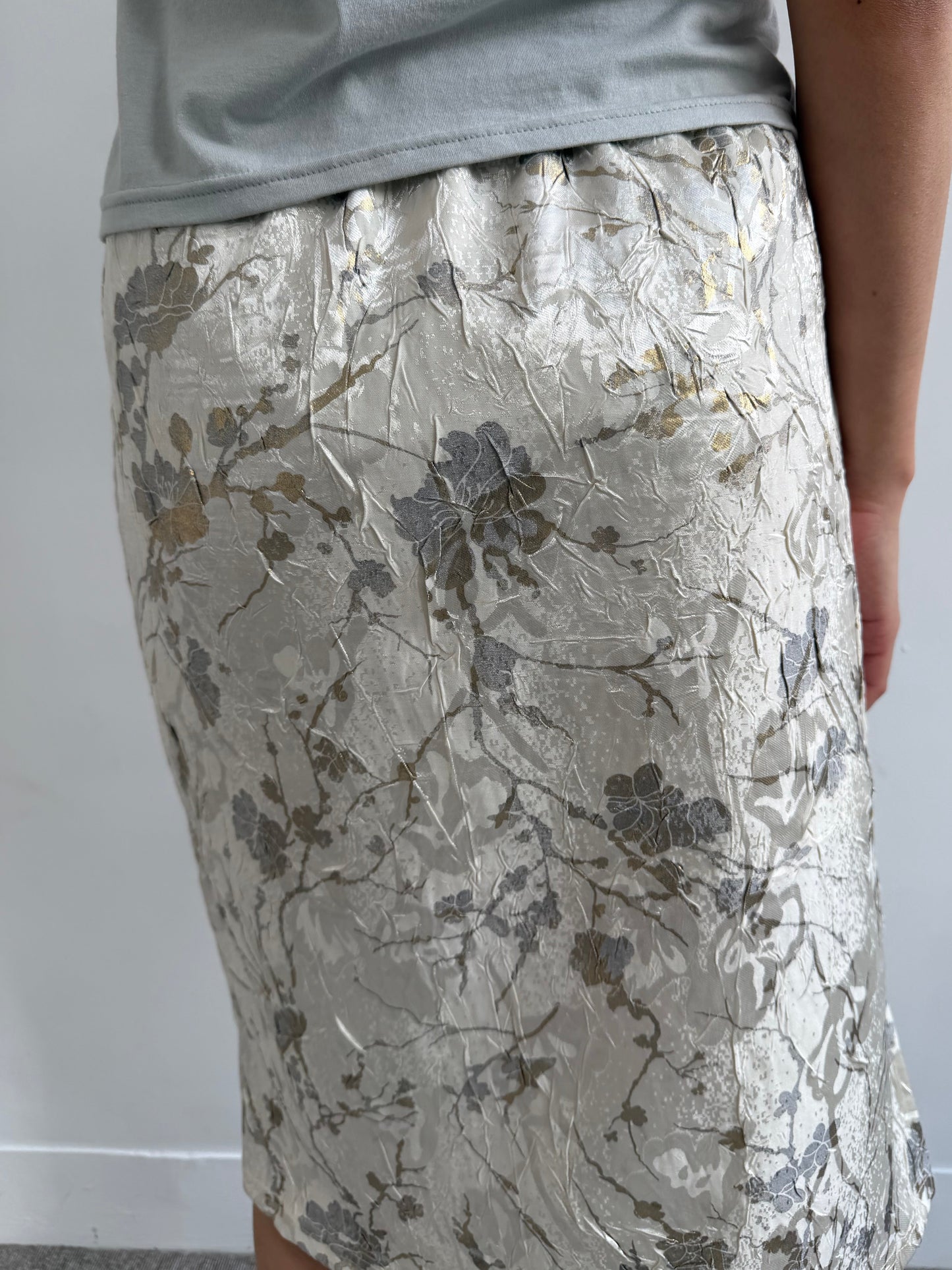 Floral Textured Midi Skirt