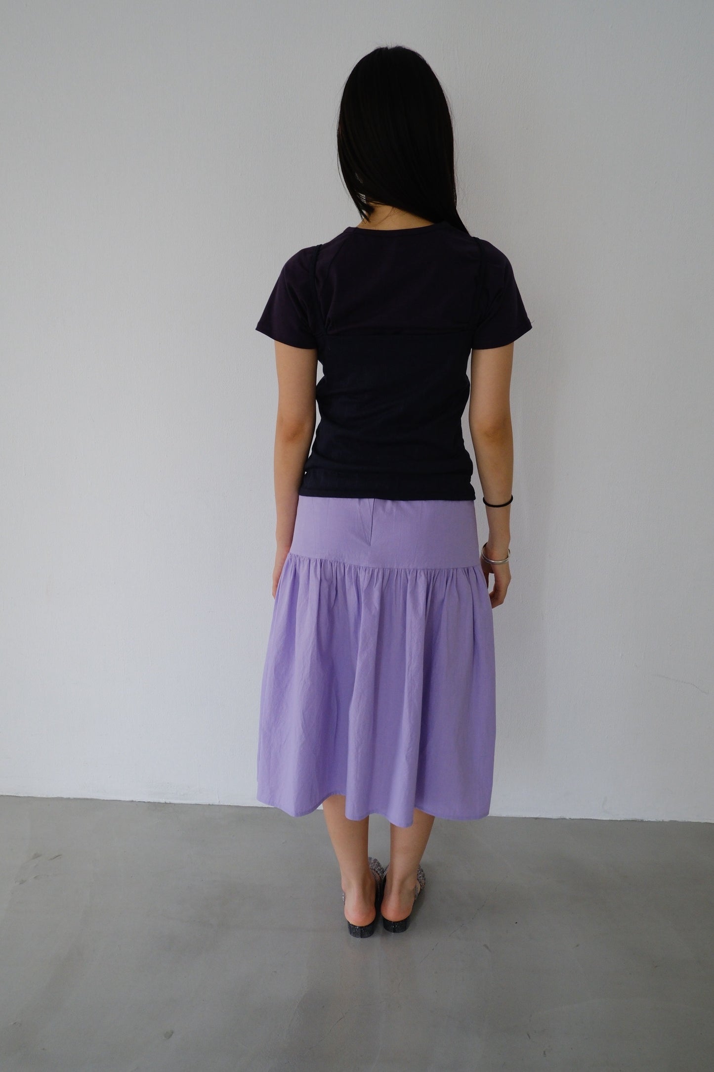 Side-button midi skirt
