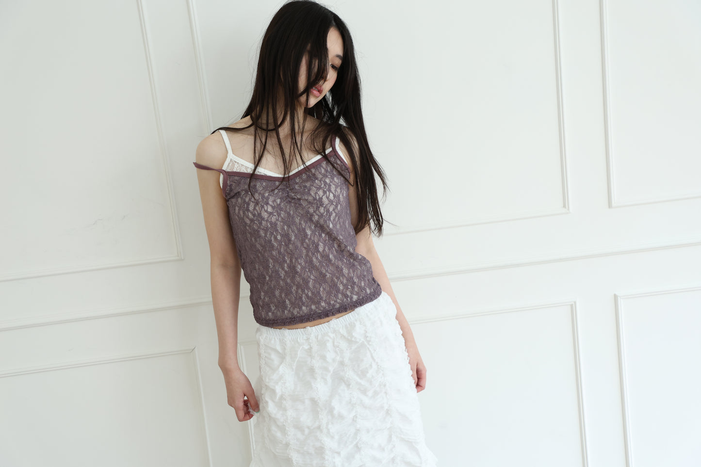 Lace sheer V-neck camisole