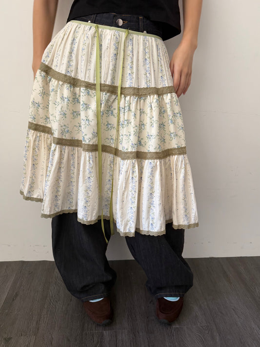 Patchwork Print Midi Skirt