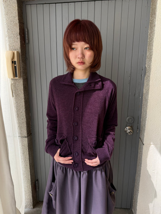Button-pocket knitted cardigan