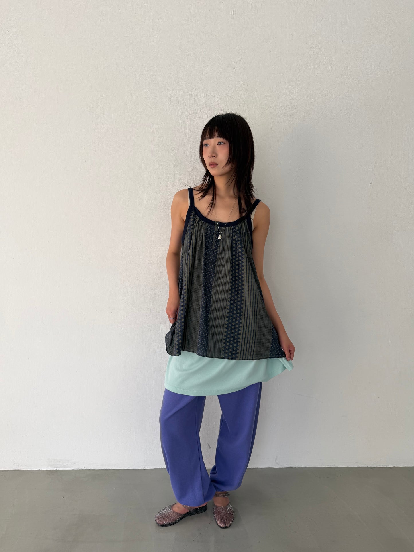 Dresses with thin straps in mixed materials