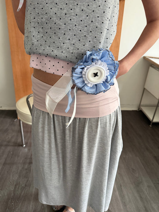 Ribbon, Lace, and Button Brooch