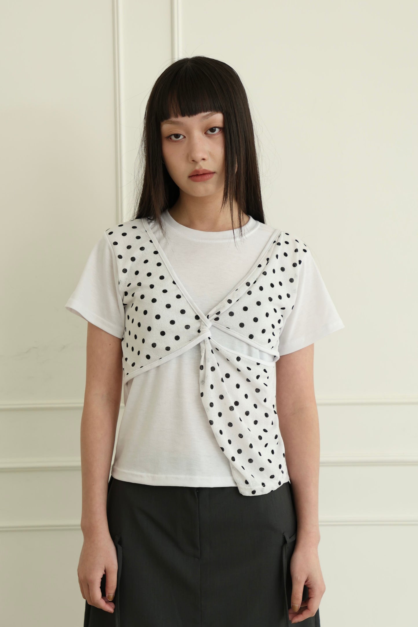 kink polka dot short-sleeved top