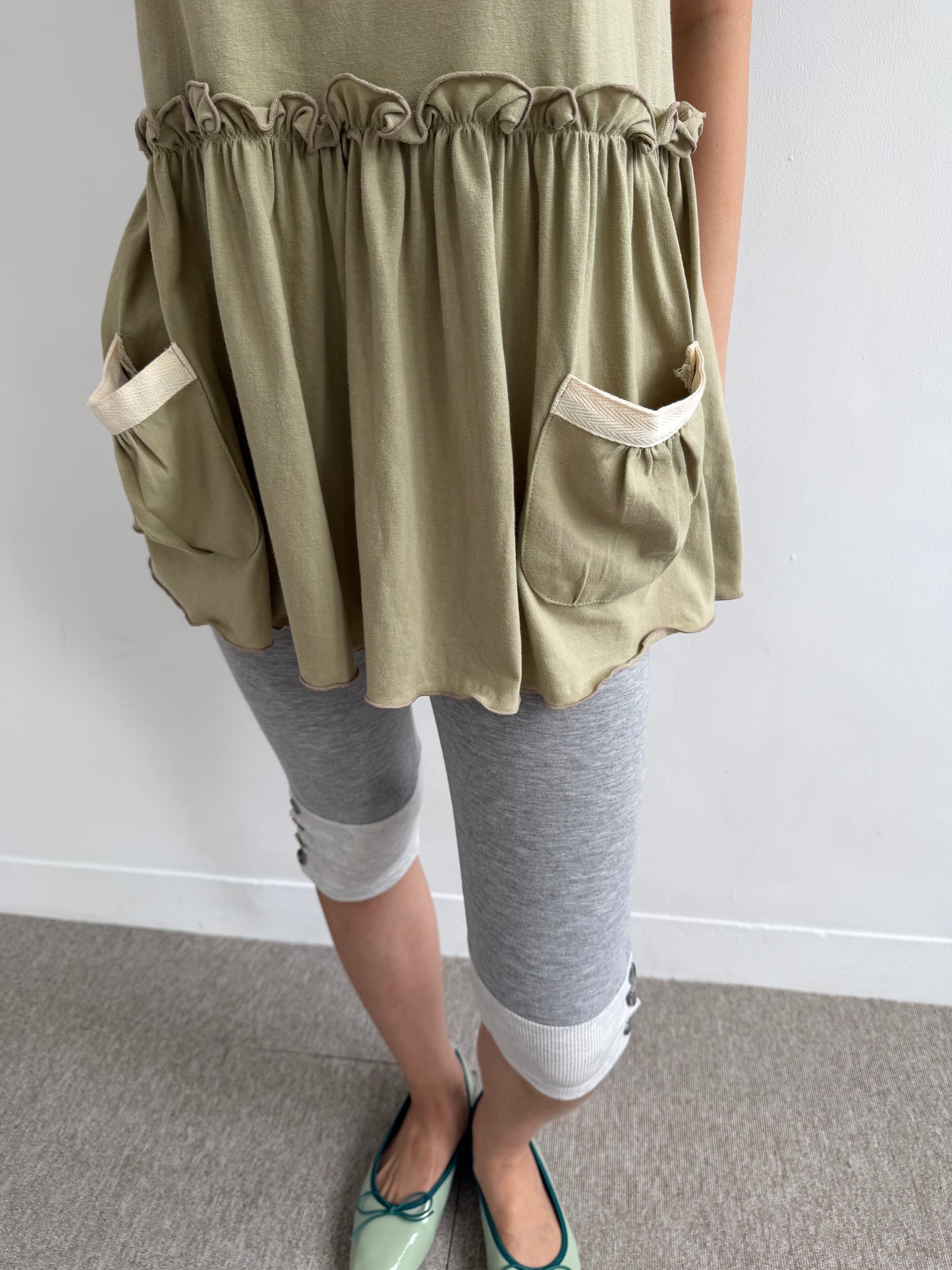 Lace-pocket pinafore dress
