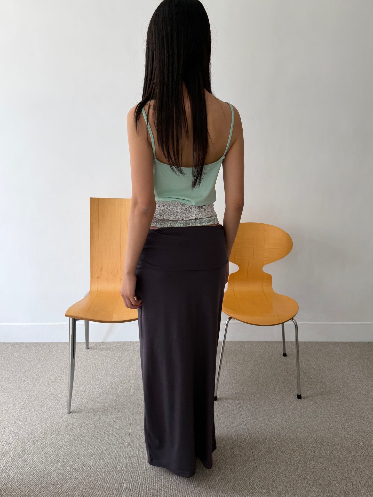 Stud Eyelet Cotton Maxi Skirt