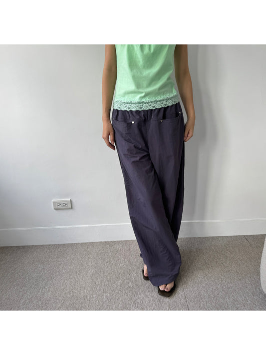 Nylon rivet straight-leg trousers