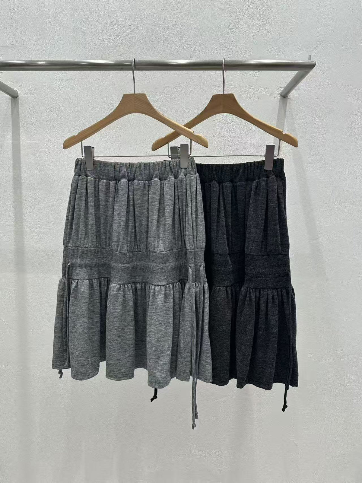 Gathered Drawstring Midi Skirt