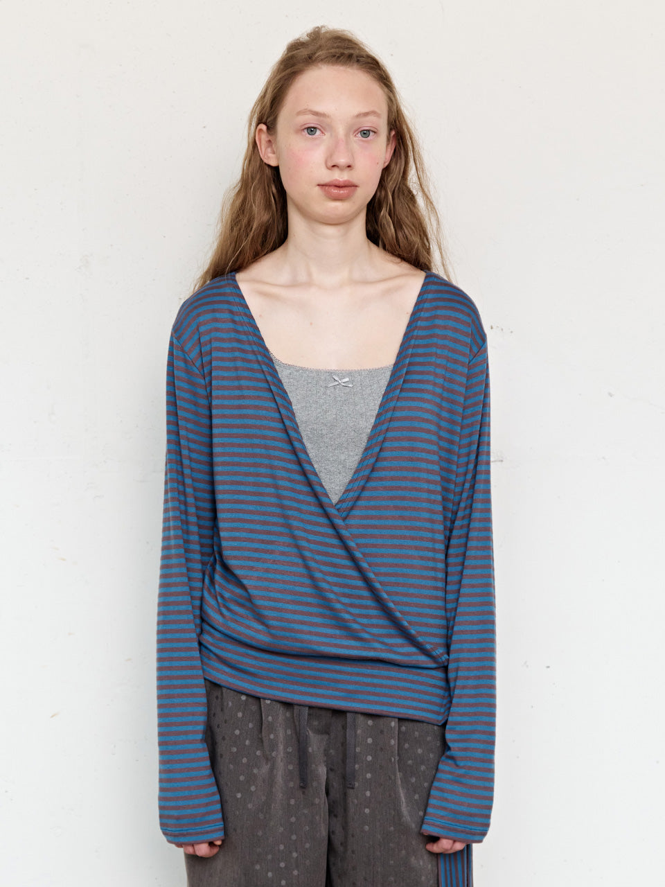 FUN FROM FUN Wrap Stripe Tee, Teal green