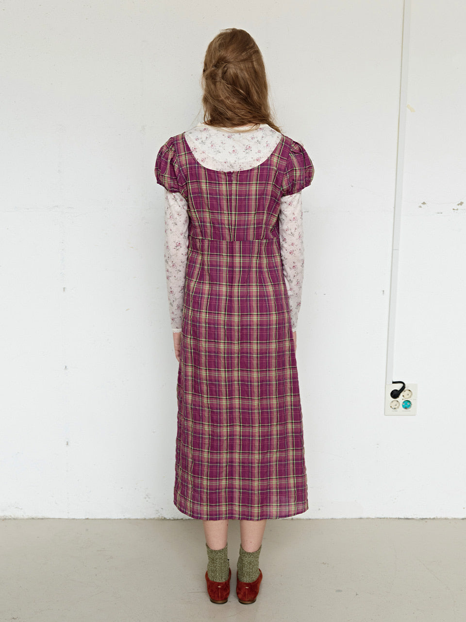 FUN FROM FUN Berry Check Long Dress, Berry