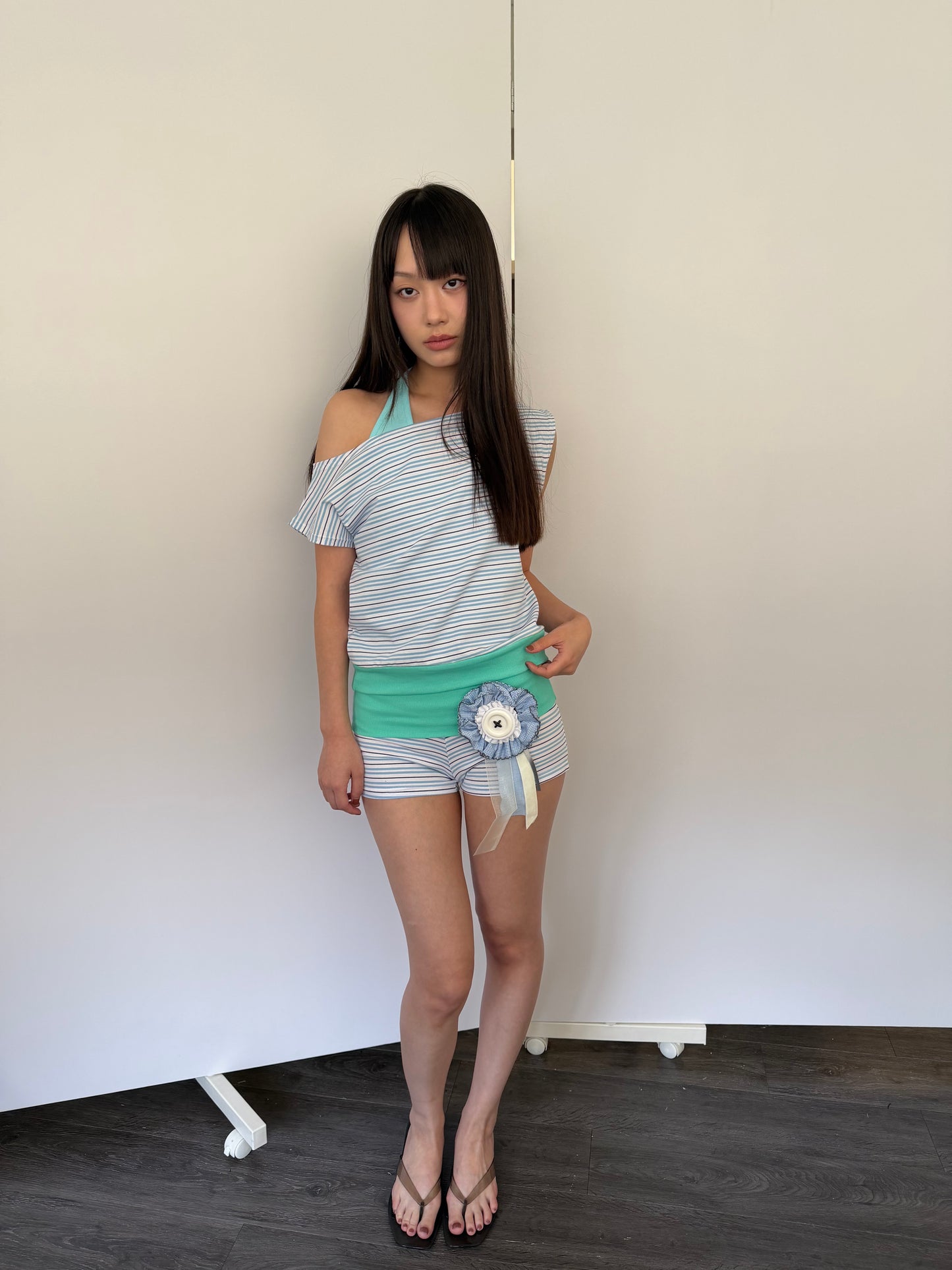 Striped Color-Block Top and Shorts Set