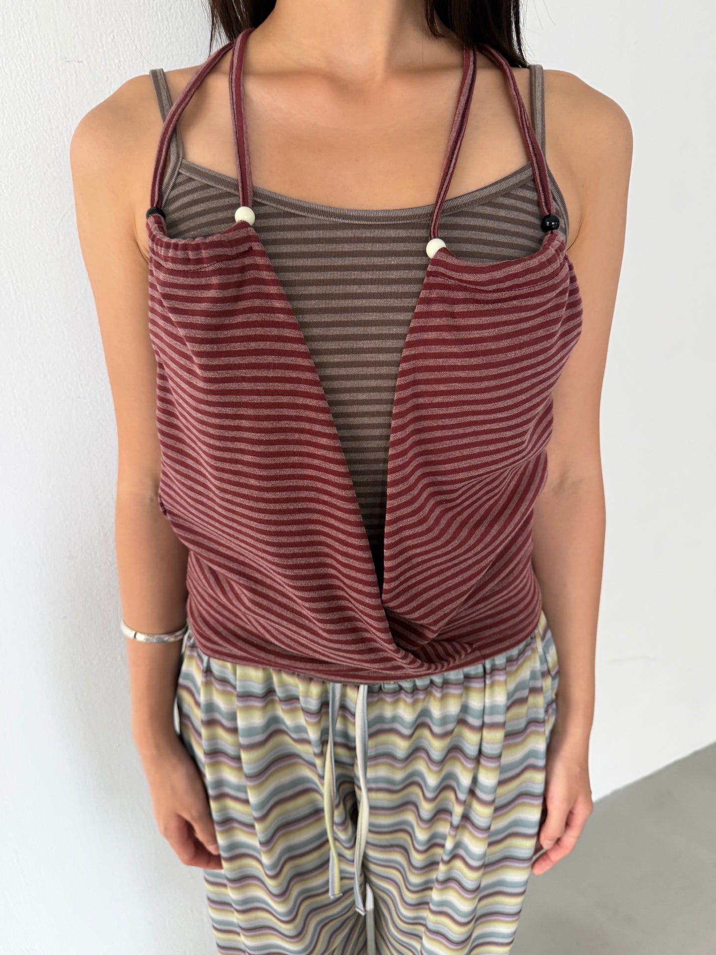 Two-piece striped beaded vest