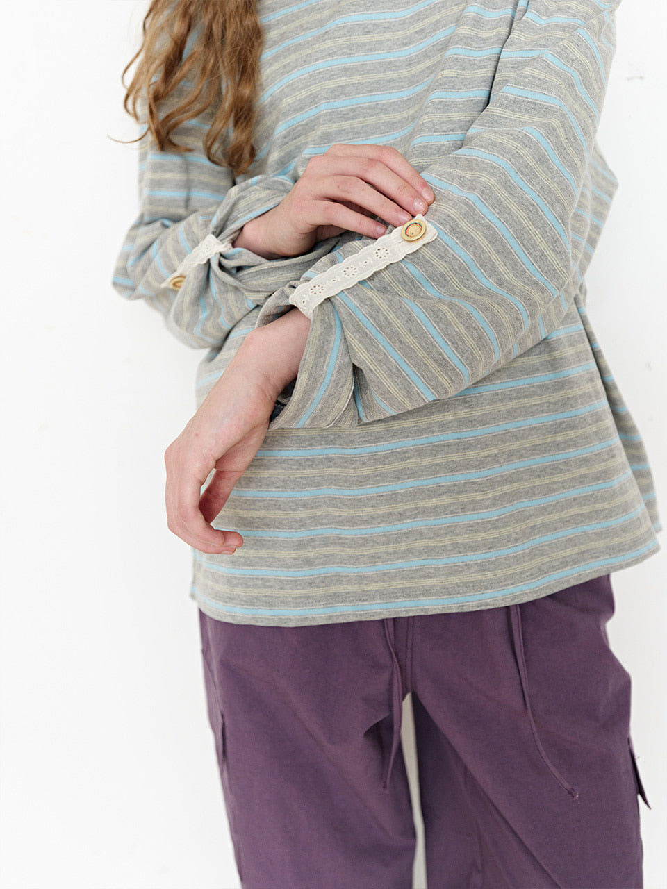 FUN FROM FUN Loose Fit Stripe Tee, Grey
