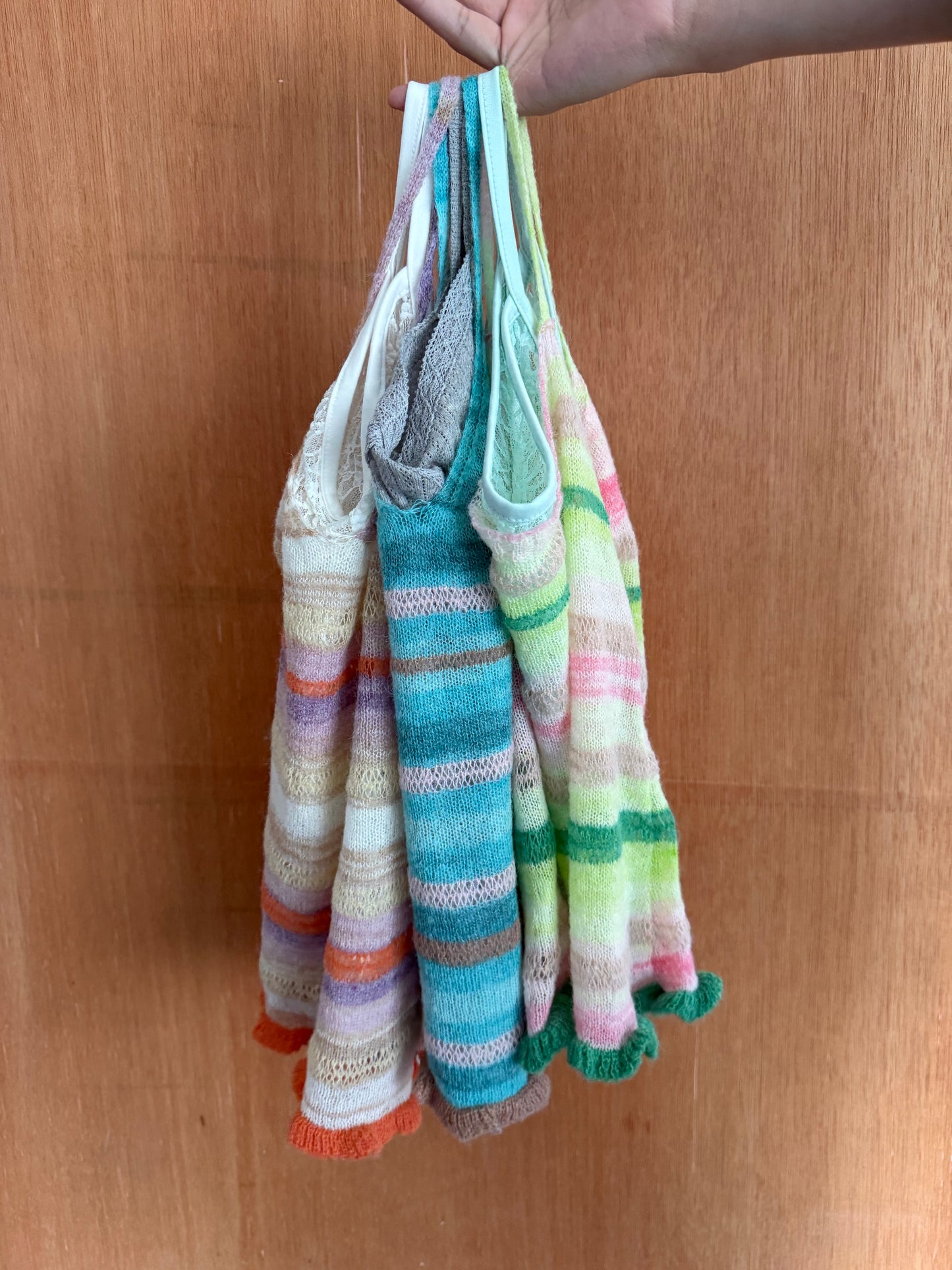 Knit striped spaghetti strap vest