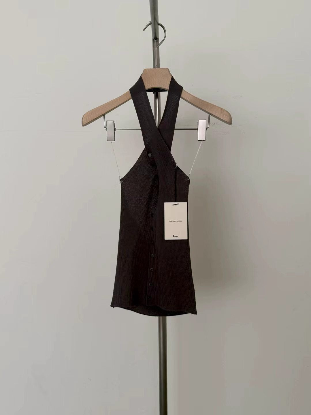 halter neck knitted button vest