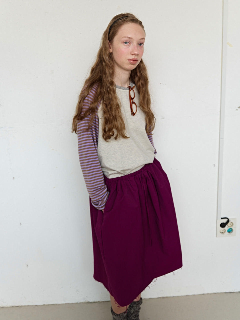 FUN FROM FUN Volume Skirt in Berry