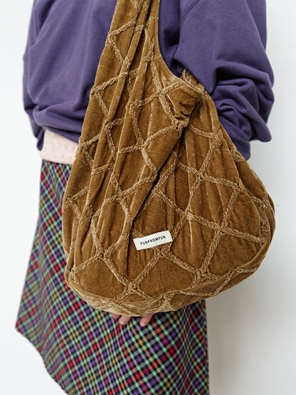 FUN FROM FUN Diamond Velvet Bag, Olive