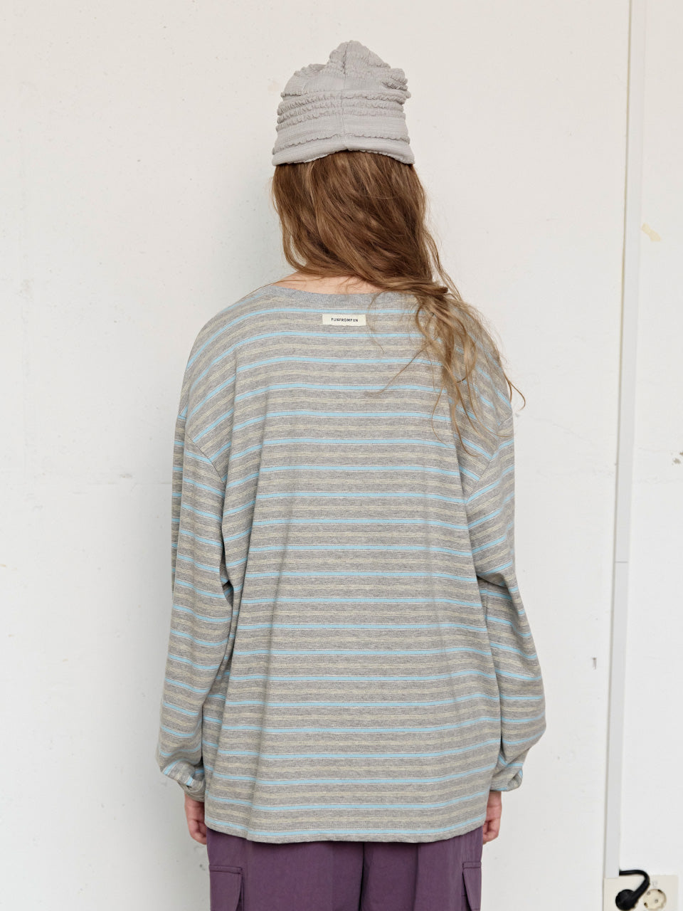 FUN FROM FUN Loose Fit Stripe Tee, Grey