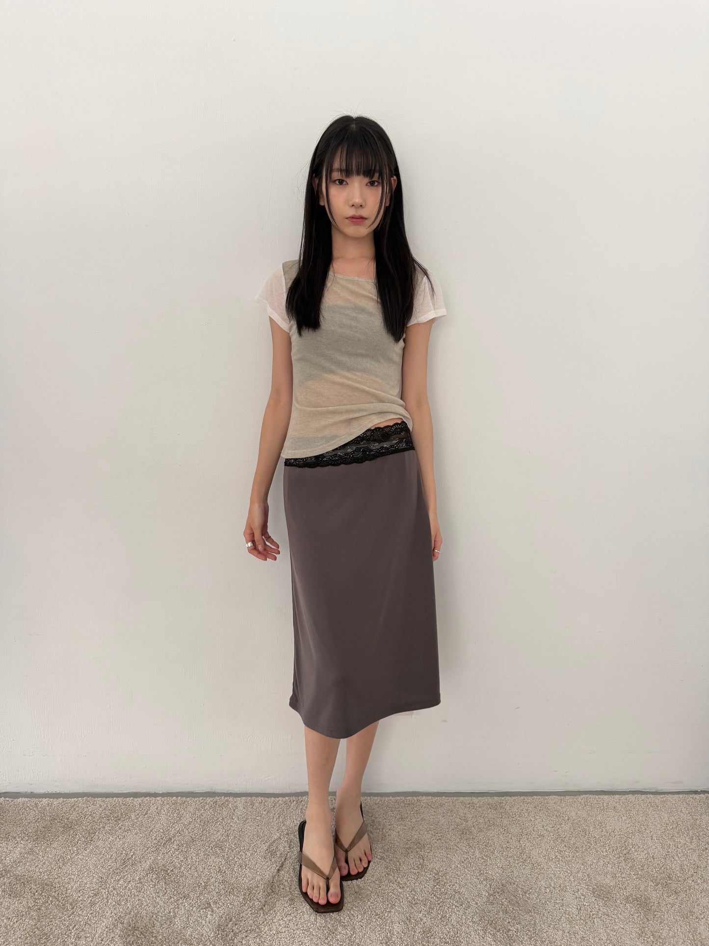 Asymmetrical short-sleeved top