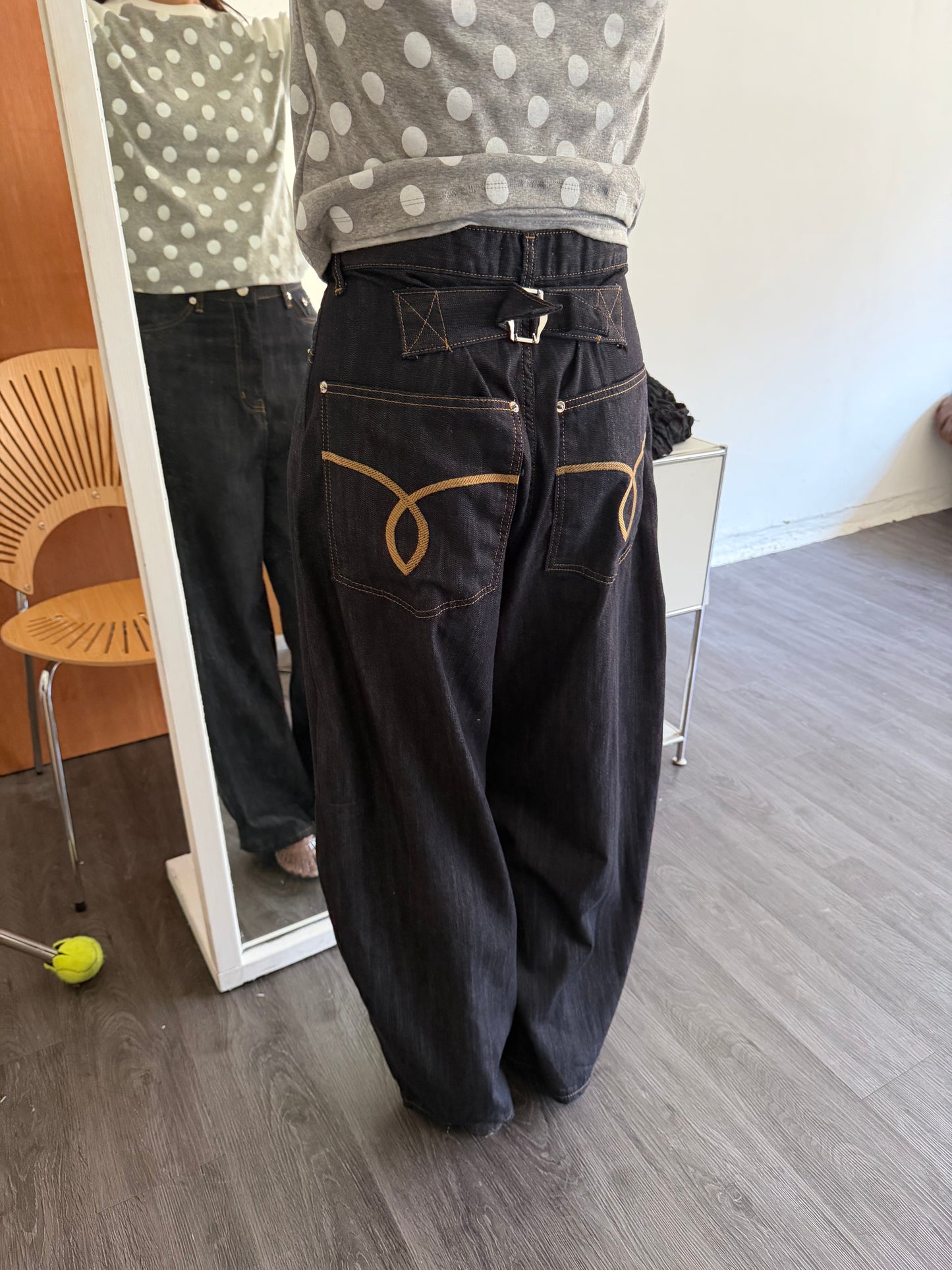 輕磅原色寬版牛仔褲