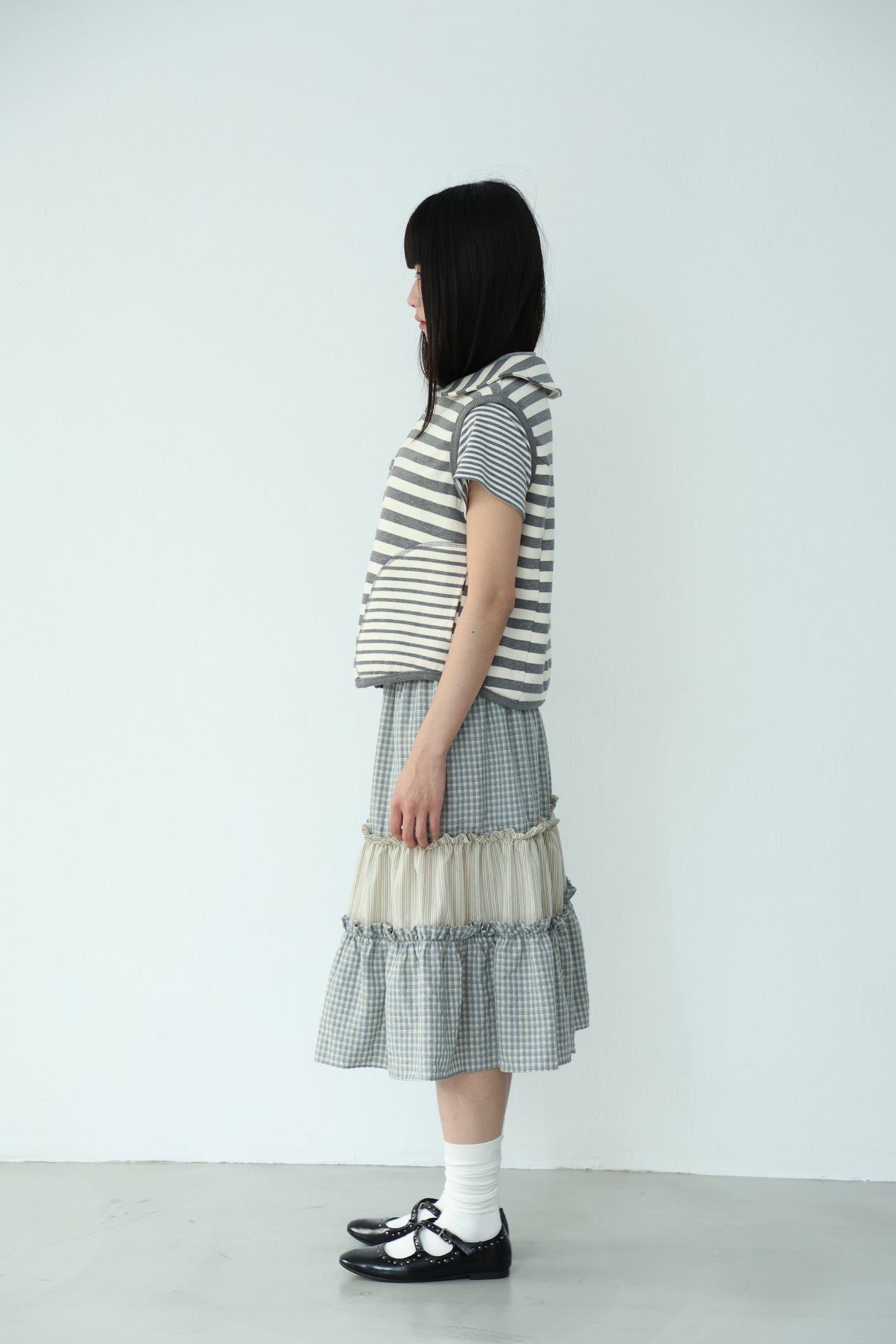 Striped loose button-down top