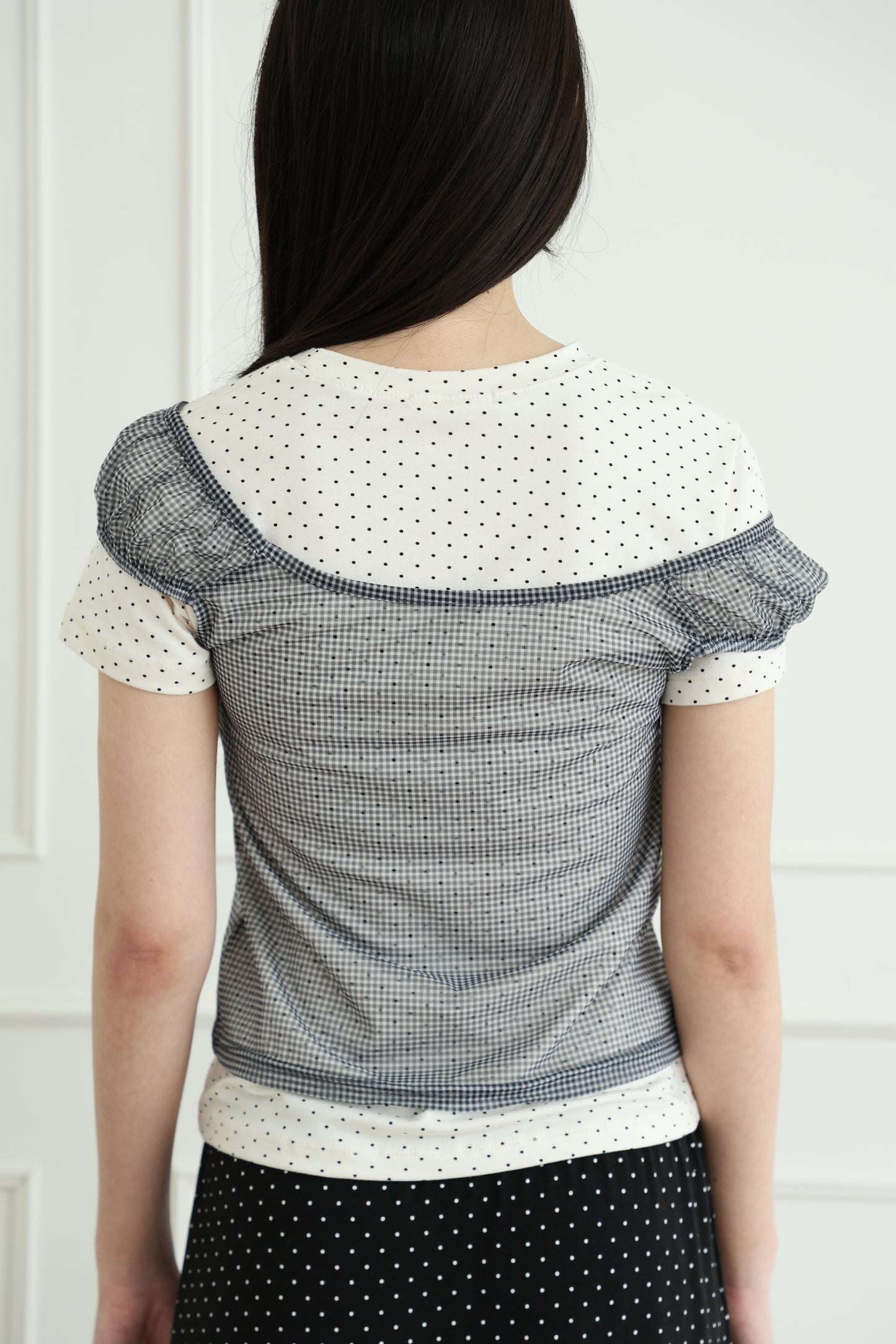 Basic polka dot short-sleeved top