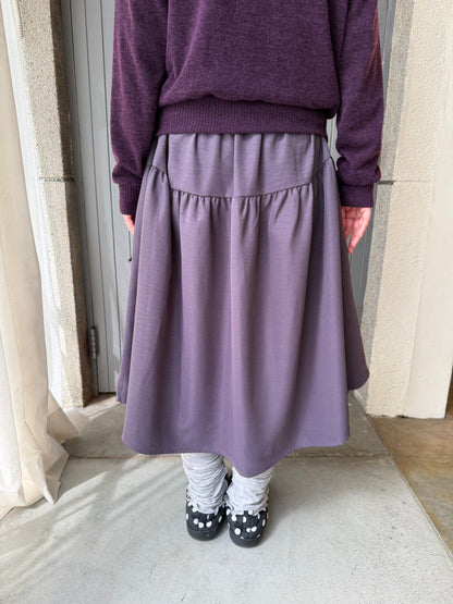 Draped Pocket Button Midi Skirt