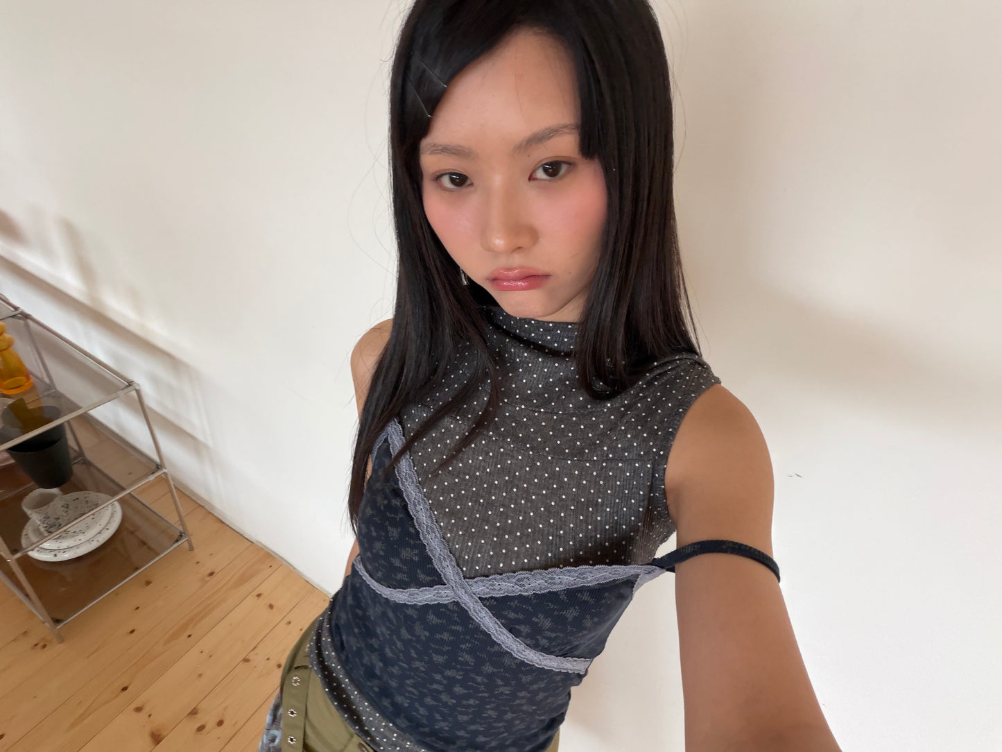 レトロ花柄レースベスト