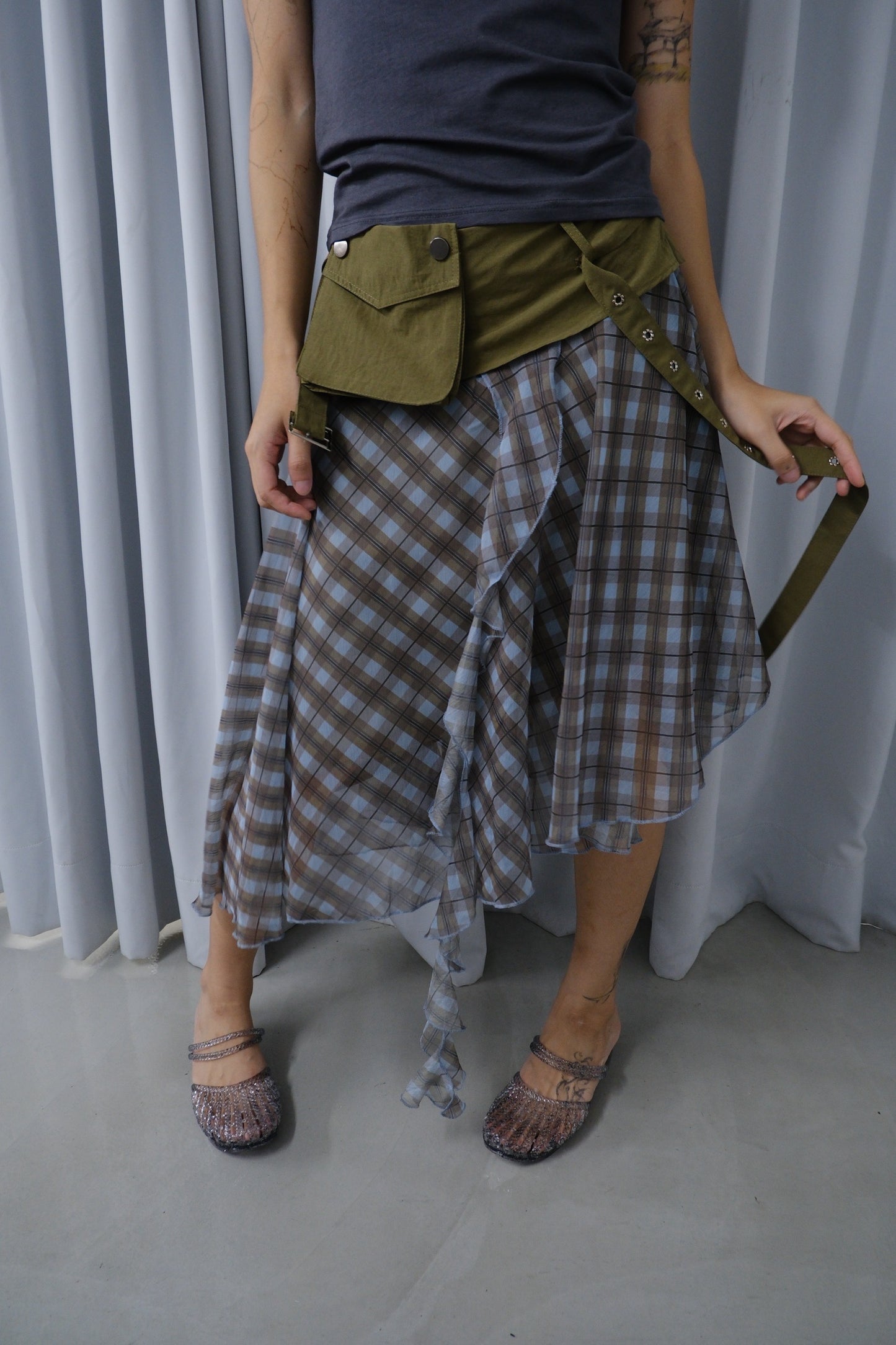 Utility Pouch Check Skirt
