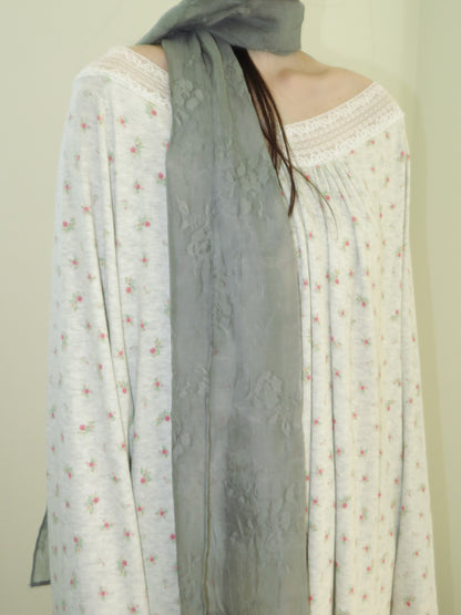 FUN FROM FUN Floral Sheer Scarf, Grey
