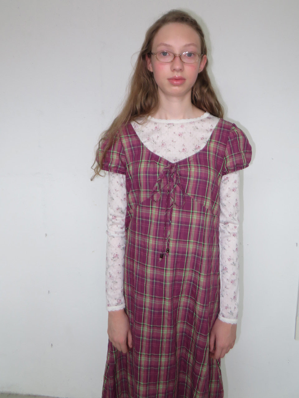 FUN FROM FUN Berry Check Long Dress, Berry