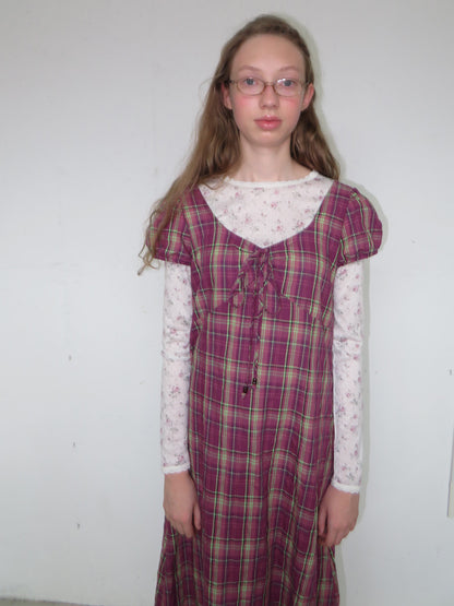 FUN FROM FUN Berry Check Long Dress, Berry