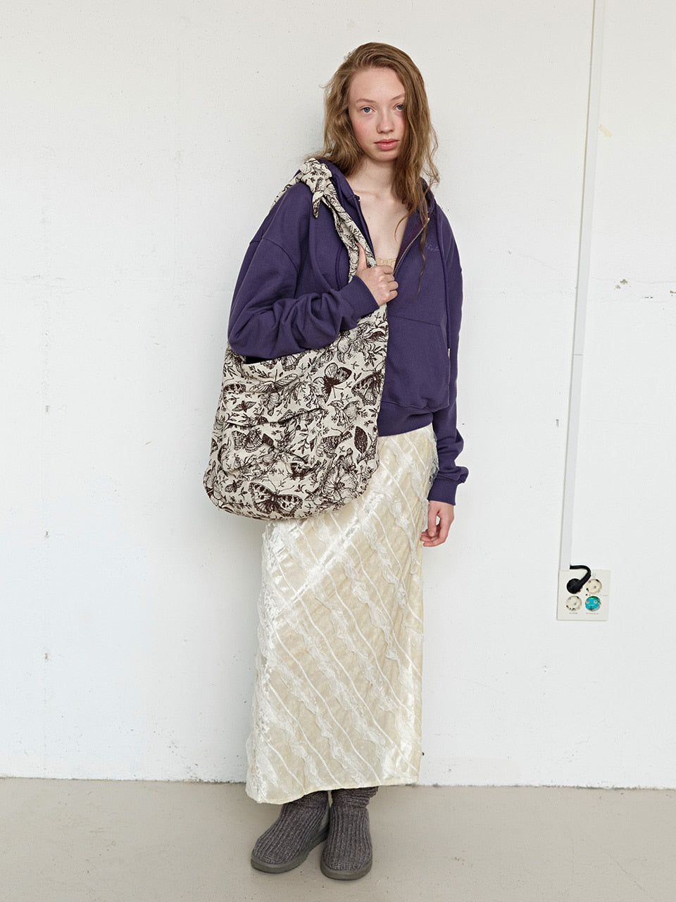 FUN FROM FUN Butterfly Jacquard Bag, Beige