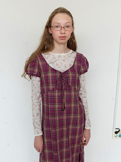 FUN FROM FUN Berry Check Long Dress, Berry