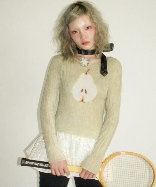 （Sale 至9/16 22:00）musubore pleatsed print sheer tops
