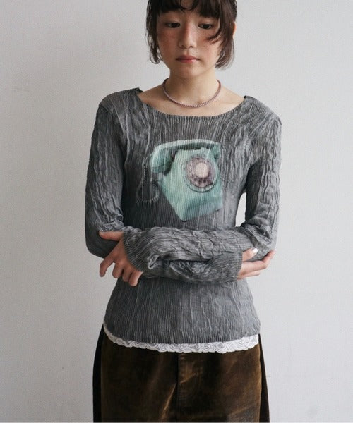 （Sale 至9/16 22:00）musubore pleatsed print sheer tops