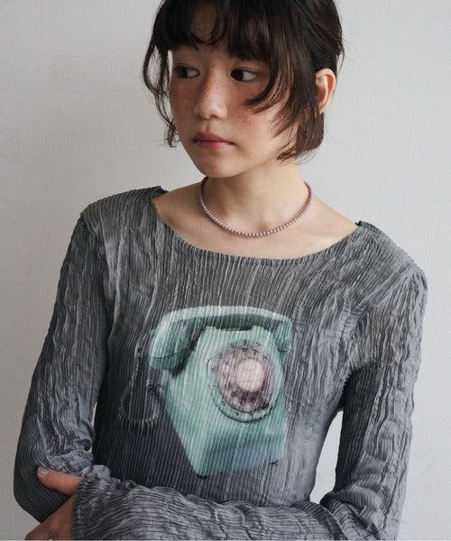 （Sale 至9/16 22:00）musubore pleatsed print sheer tops
