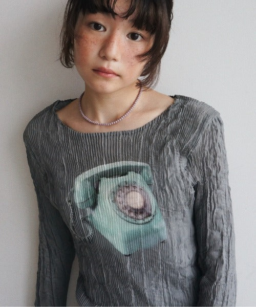 （Sale 至9/16 22:00）musubore pleatsed print sheer tops