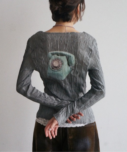 （Sale 至9/16 22:00）musubore pleatsed print sheer tops