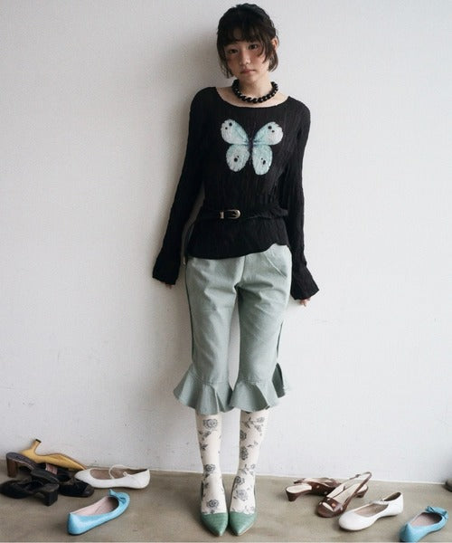 （Sale 至9/16 22:00）musubore pleatsed print sheer tops