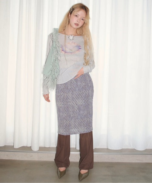 （Sale 至9/16 22:00）musubore pleatsed print sheer tops