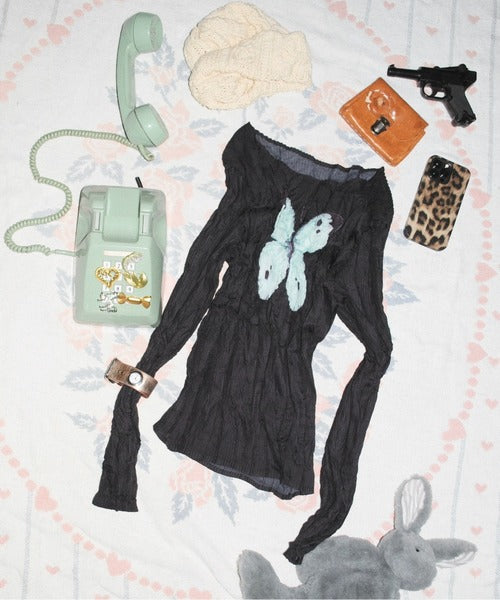 （Sale 至9/16 22:00）musubore pleatsed print sheer tops