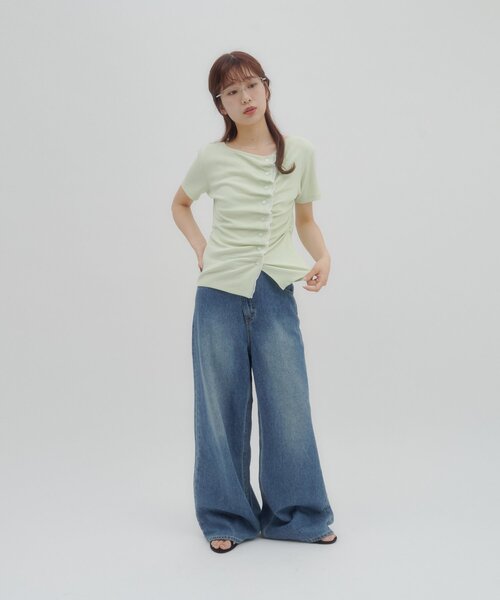 DISCOAT umm. 蕾絲層疊垂褶短袖上衣